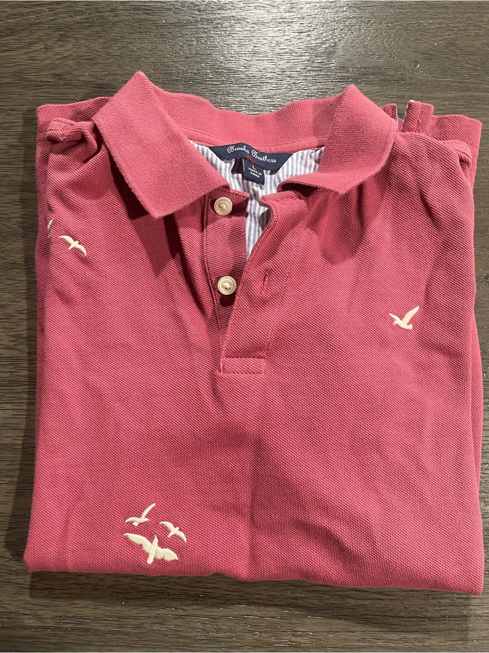Boys Youth L Brooks Brothers Men's Pink Polo Shirt with Embroidered Seagulls